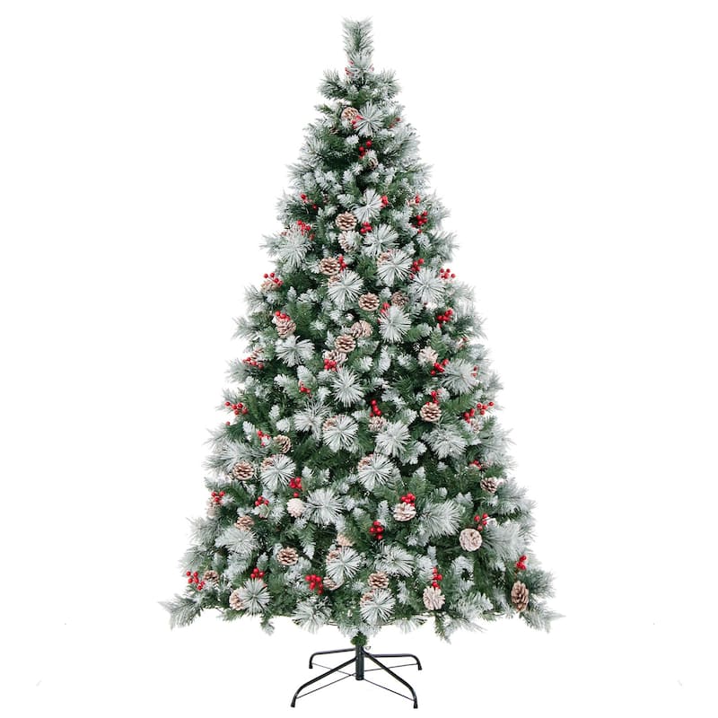 7 FT Pre-Lit Artificial Christmas Tree w/ Pine Needles 400 LED Lights - 7 Foot