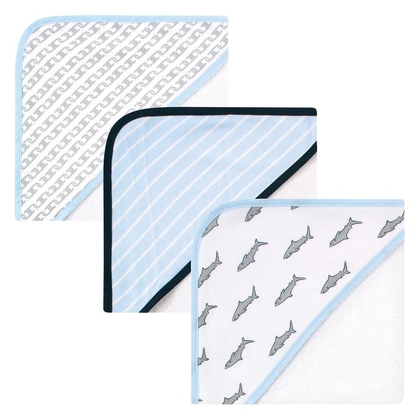 slide 1 of 1, Hudson Baby Infant Boy Rayon from Bamboo Rich Hooded Towels, Sharks - Shark - One Size One Size - Shark