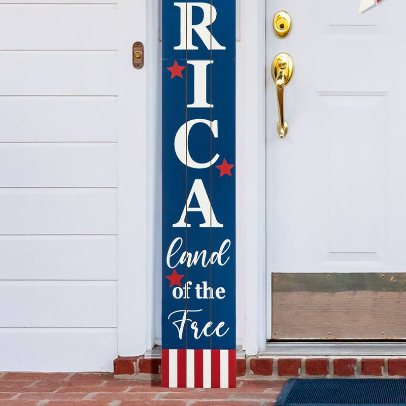 Glitzhome 60"H Wooden Patriotic America Porch Sign