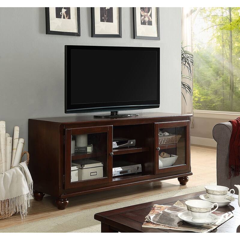 Zen Walnut TV Stand with 2 Glass Door