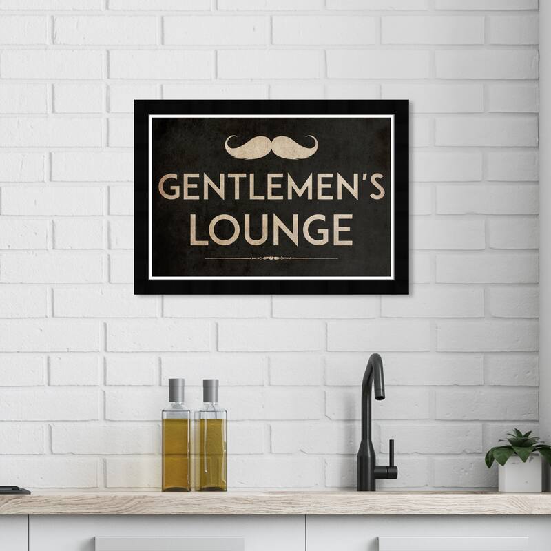 Gentlemen's Lounge TJX Modern Gold Framed Wall Art Print for Man Cave
