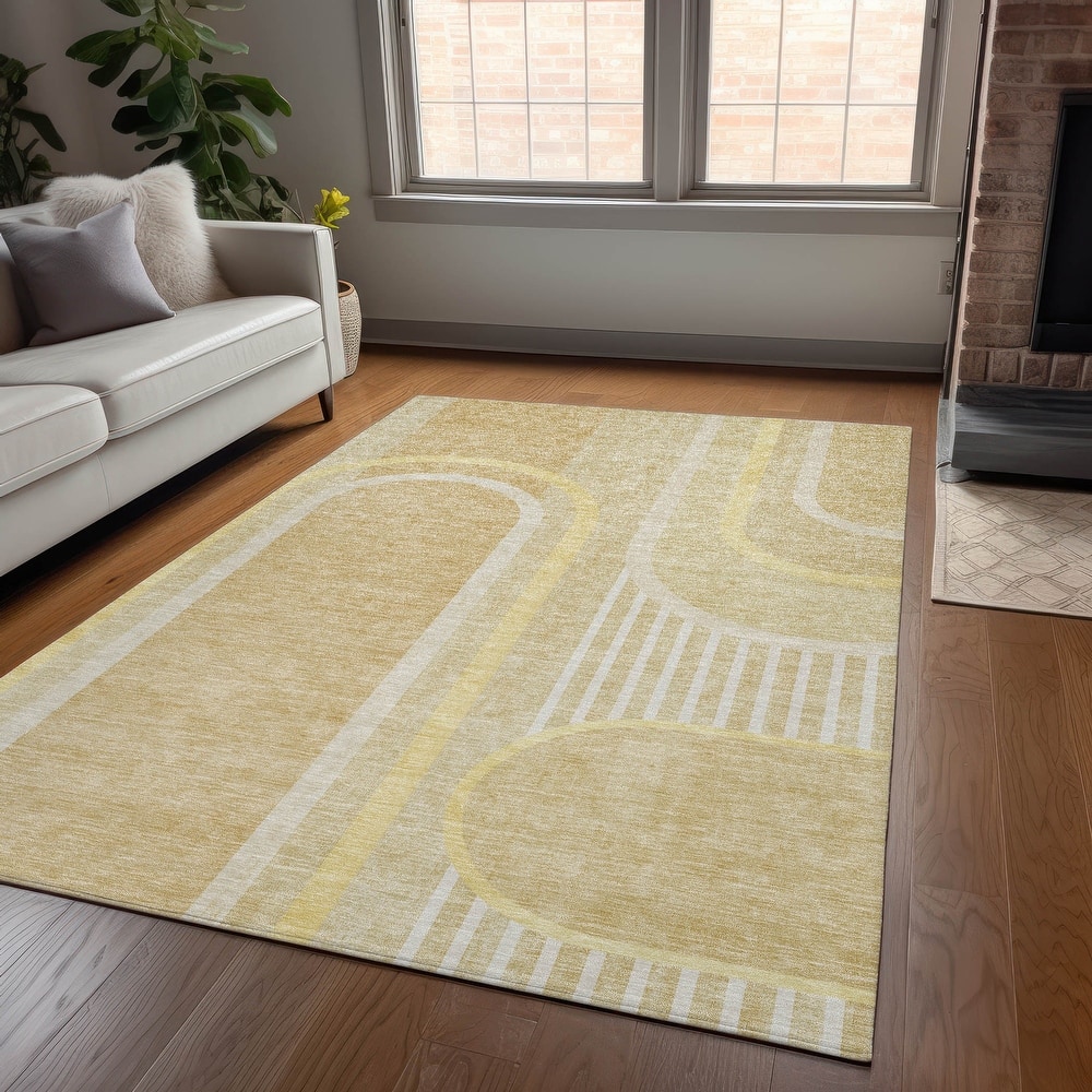 Machine Washable Indoor/ Outdoor Chantille Mid Century Modern Rug