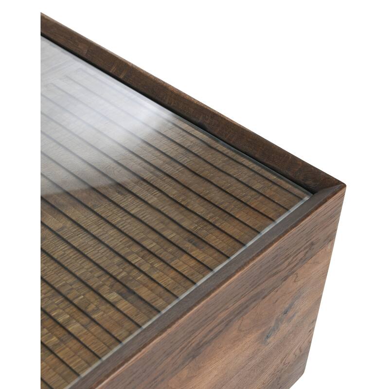 Classic Home Santa Barbara 49" Glass and Wood Coffee Table