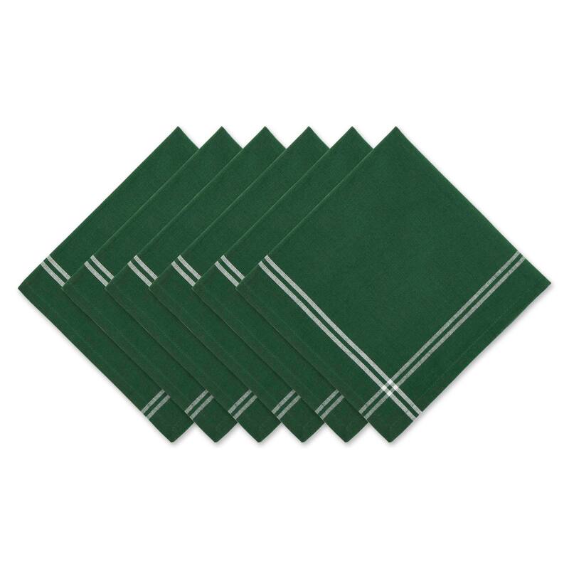 Design Imports Black French Stripe Napkin Set (Set of 6) - Balsam Green