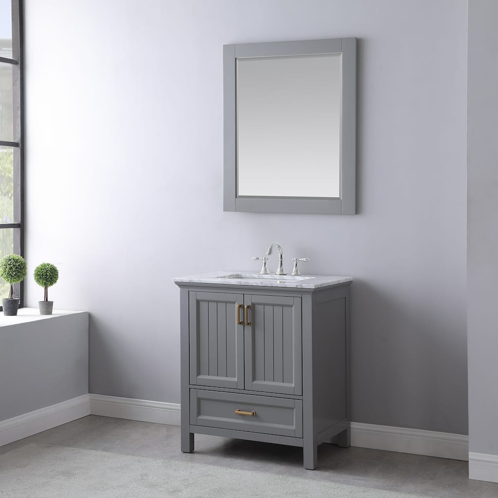 Altair Isla Single Bathroom Vanity Set and Aosta White Countertop with Mirror