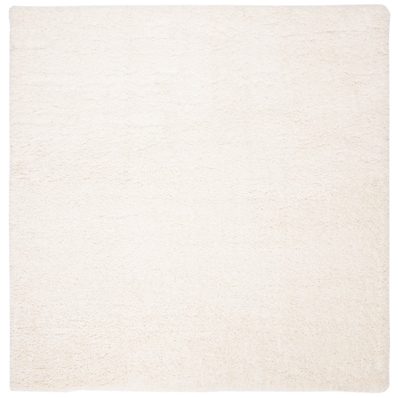 SAFAVIEH Fontana Shag Kimberlie Solid 2-inch Thick Rug - 4' Square - Ivory - Square