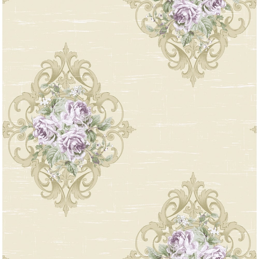 Seabrook Designs Creswell Floral Cameo Unpasted Wallpaper
