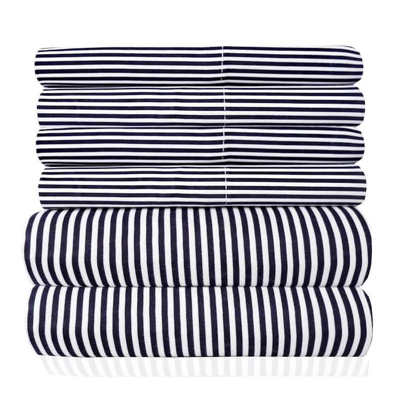 1500 Count Classic Stripe 6-Piece Microfiber Sheet Set - Bed Bath