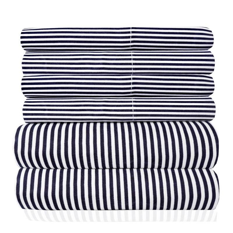 1500 Count Classic Stripe 6-Piece Microfiber Sheet Set - Bed Bath