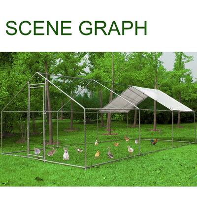 3X6m Large Metal Chicken Coop with Run, House Shade Cage