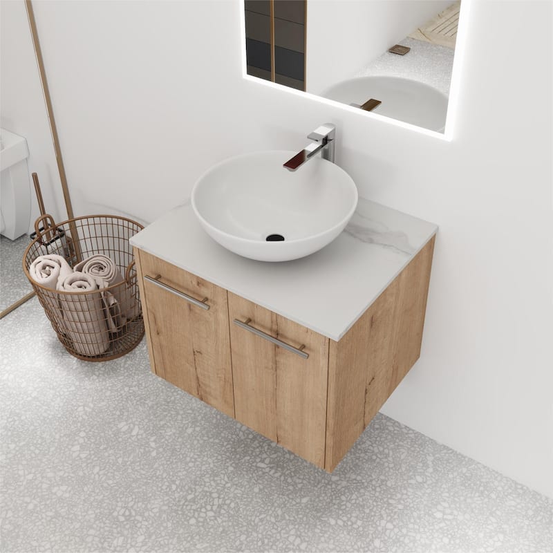 Bathroom Vanity With Sink In 24/30 Inch, Floating Bathroom Vanity With Soft Close Door - 23.6"W x 18.9"D - IMO with sink-321
