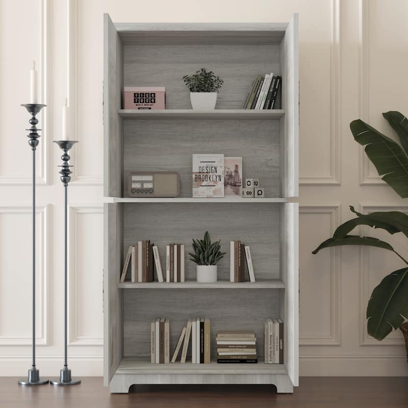 Display sideboard buffet with 4 Acrylic Mirrored doors, Adjustable Shelves storage Cabinet for Kitchen, Living Room