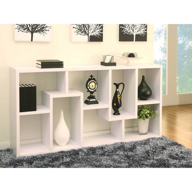 DH BASIC Modern Geometric 8-Shelf Open-Back Bookcase by Denhour