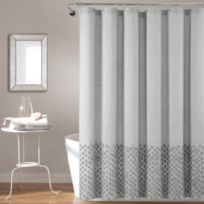Lush Decor Boho Polka Dot Yarn Dyed Eco-Friendly Recycled Cotton Shower Curtain Single