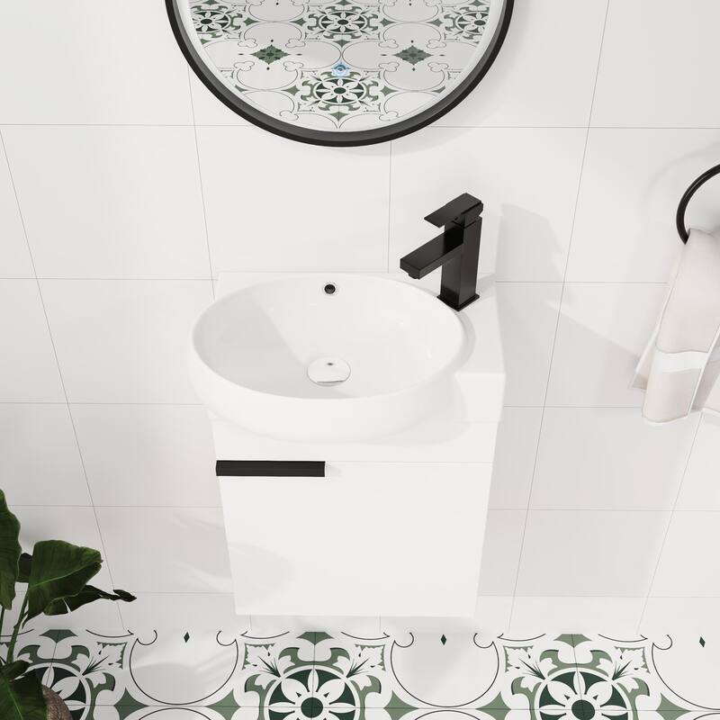 ARTCHIRLY 16/23 Inch Bathroom Vanity with Sink, Floating/Freestanding Bathroom Vanity with Soft Close Door