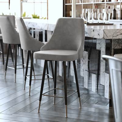 Commercial LeatherSoft Counter Height Stool with Metal Feet & Footrests - 2 Pack - 18.5"W x 20"D x 39.25"H