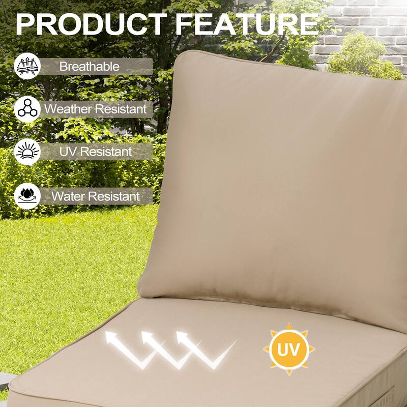 24''Wx24''Dx5.5''in T Outdoor Indoor Patio Premium Fabric Seat Cushions Set (Seat & Back)