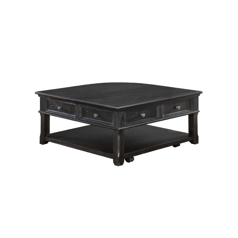 Riel Cocktail Coffee Table w Storage, 38 Inch Lift Top, Charcoal Black