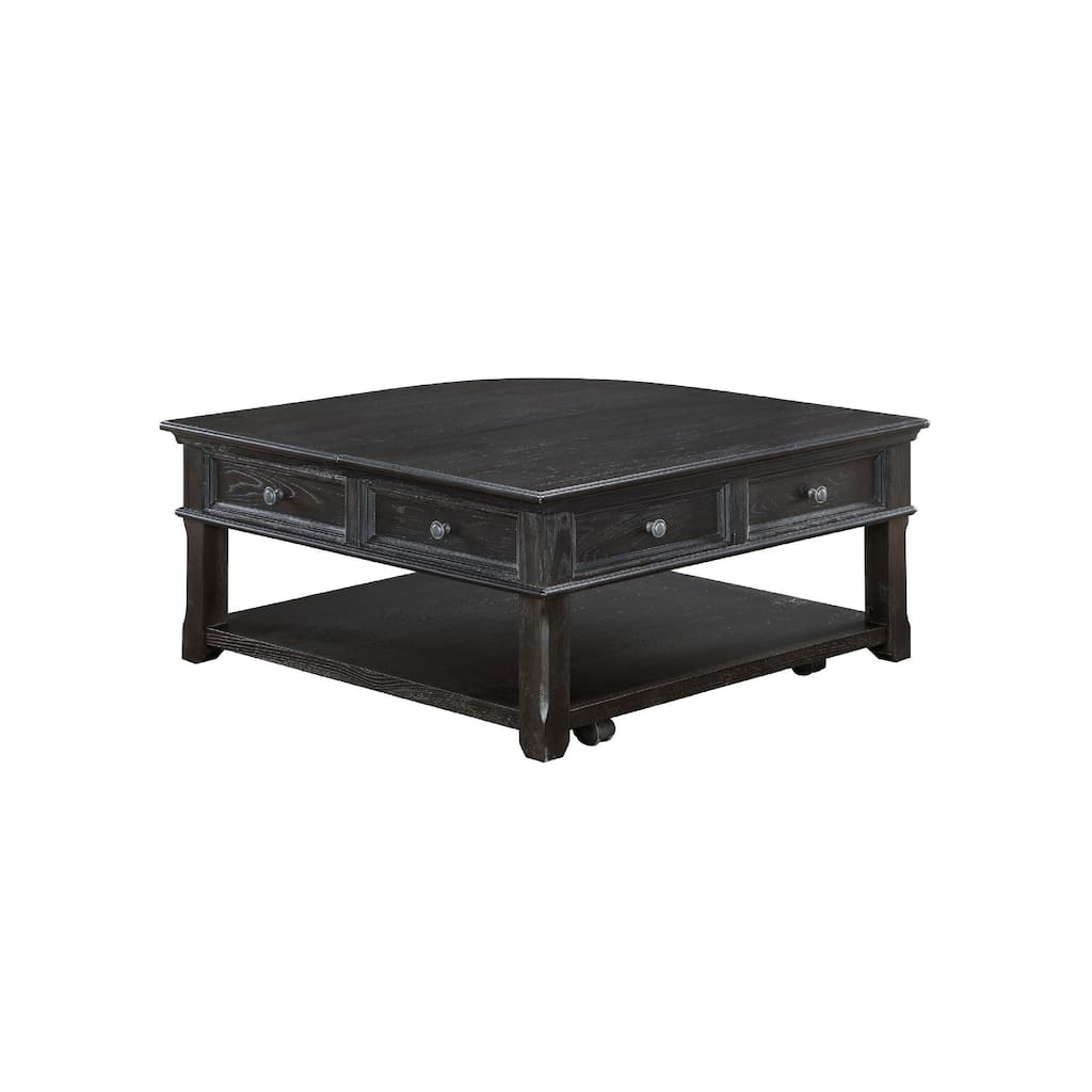 Riel Cocktail Coffee Table w Storage, 38 Inch Lift Top, Charcoal Black