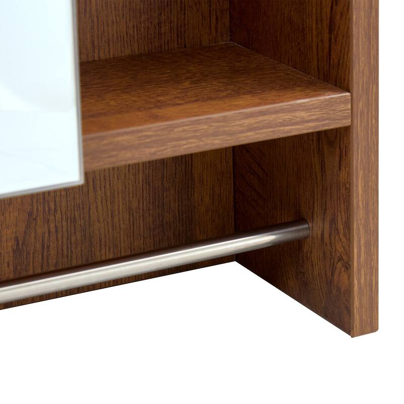 2-in-1 Mirror Cabinet Wall Medicine Cabinet Over The Toilet Storage Cabinet with High-Definition Mirror, Shelves and Towel Rack