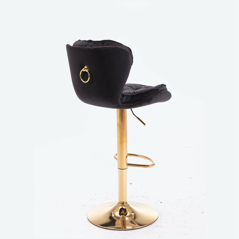 Set of 2 Bar Stools With Golden Base