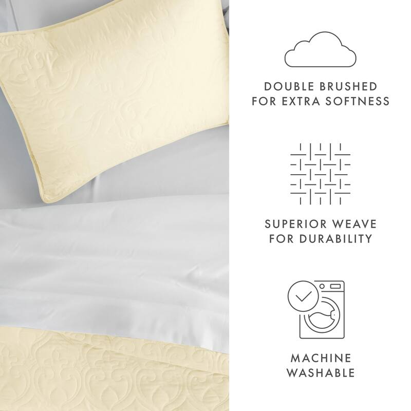 Soft Essentials Premium Ultra Soft Damask Pattern Quilted Coverlet Set