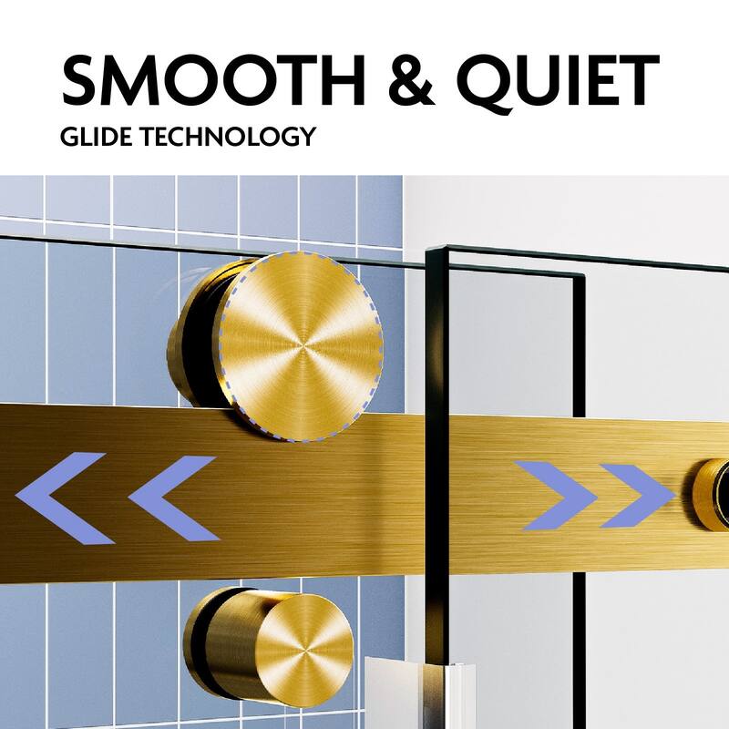 Glassic SI Series 62" - 66" W x 75" H Contemporary Frameless Single Sliding Shower Doors With 3/8" Clear Tempered Glass