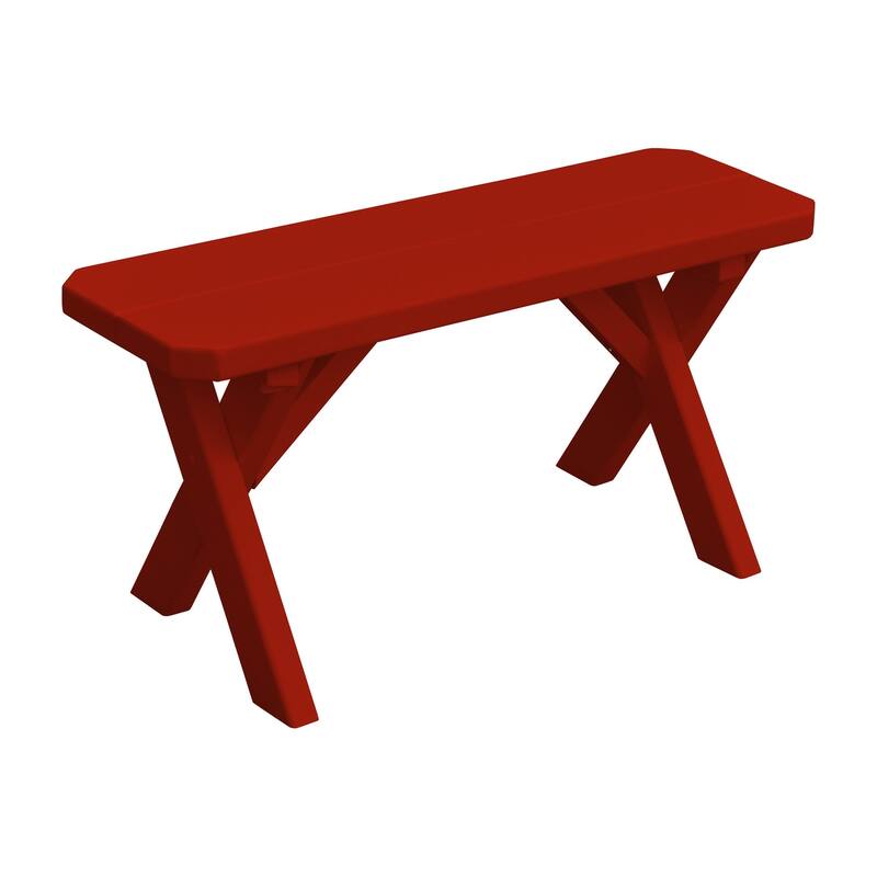Pine 3' Crossleg Bench - Tractor Red
