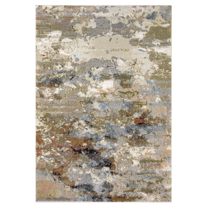 ROW Gemma Contemporary Mottled Abstract Olive/Blue Area Rug