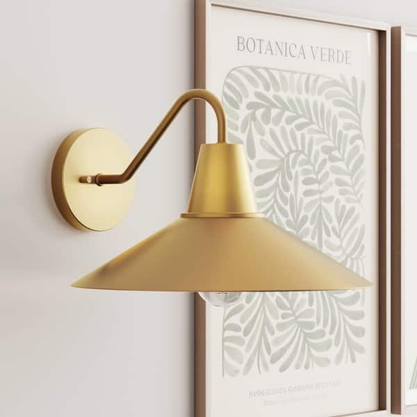 slide 2 of 22, Zemi Mid-Century Modern Vintage Wall Sconce, Indoor or Outdoor Decorative Wall Lamp for Bedroom, Living Room or Porch Indoor Only - Vintaged Brass - Single