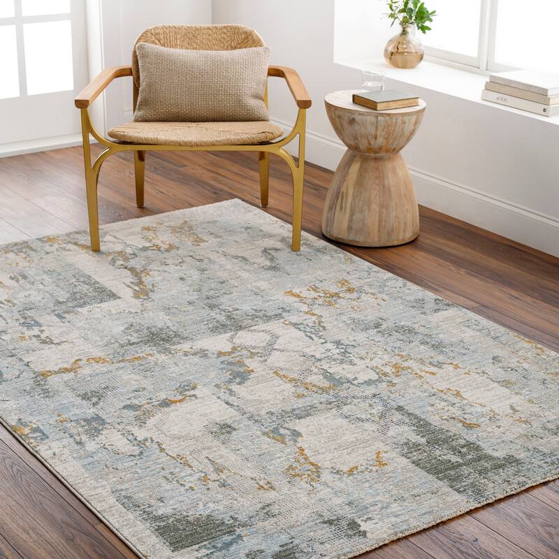 Ellen Mid-Century Modern Area Rug - Taupe/Blue - 7' 10" x 10' 2"