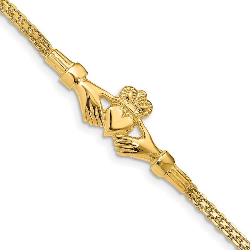 Curata 14k Polished Irish Claddagh Celtic Trinity Knot Bracelet 7 Inch