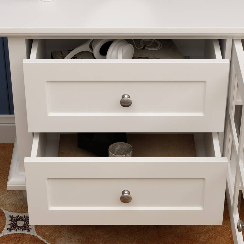 Cabinet Set with Tempered GlassStorage & TV Stand Combo Organization - SideCabinet+TVStand