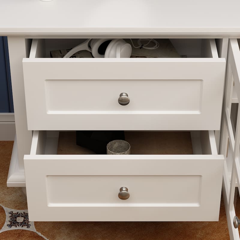 Stylish TV Console in White Roman Column Legs Modern TV Stand Console