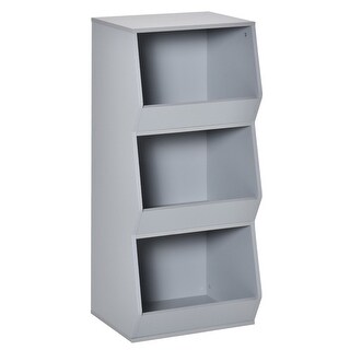 Kids Storage Shelf with Safety Features and Durable Gray Design - 15"L x 13.5"W x 35.5"H
