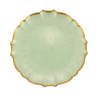 viva by VIETRI Baroque Glass Pistachio Dinner Plate