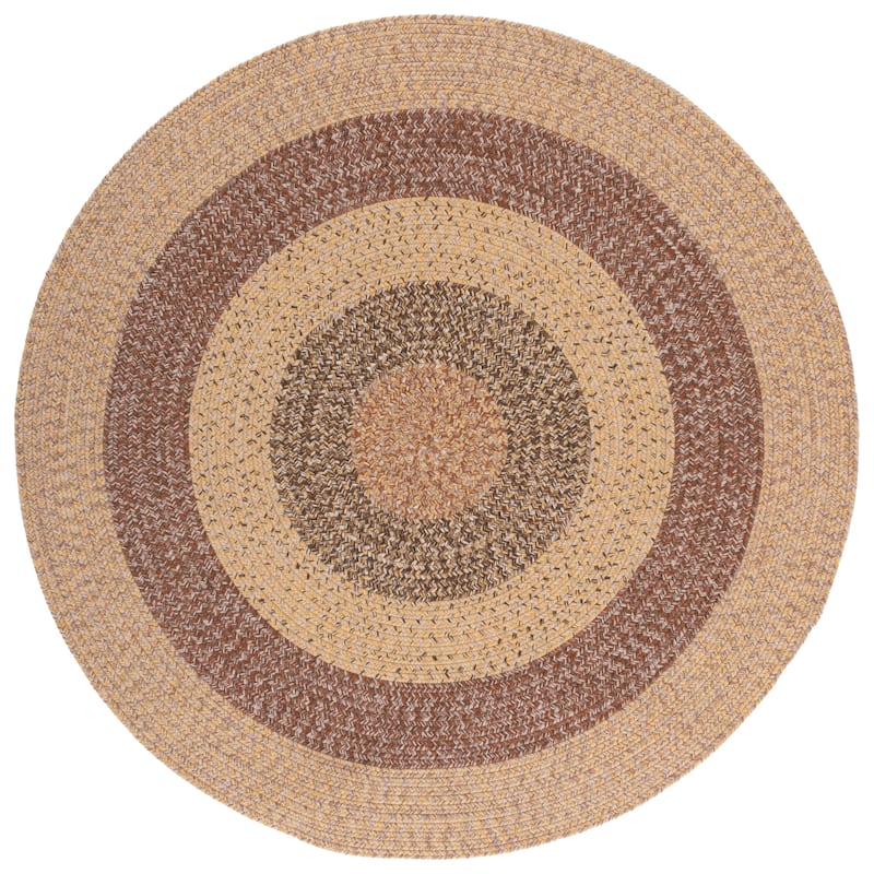 SAFAVIEH Handmade Braided Ecenur Indoor/Outdoor Machine Washable Rug - 5' Round - Beige/Brown