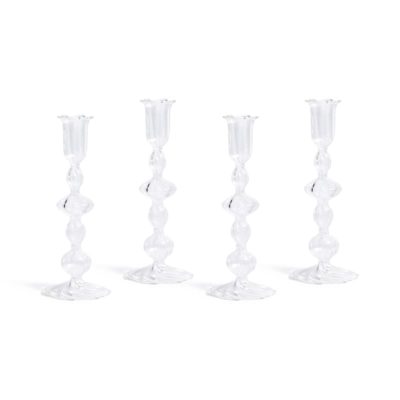 Marais Blown Glass Taper Candle Holders, Set of 4