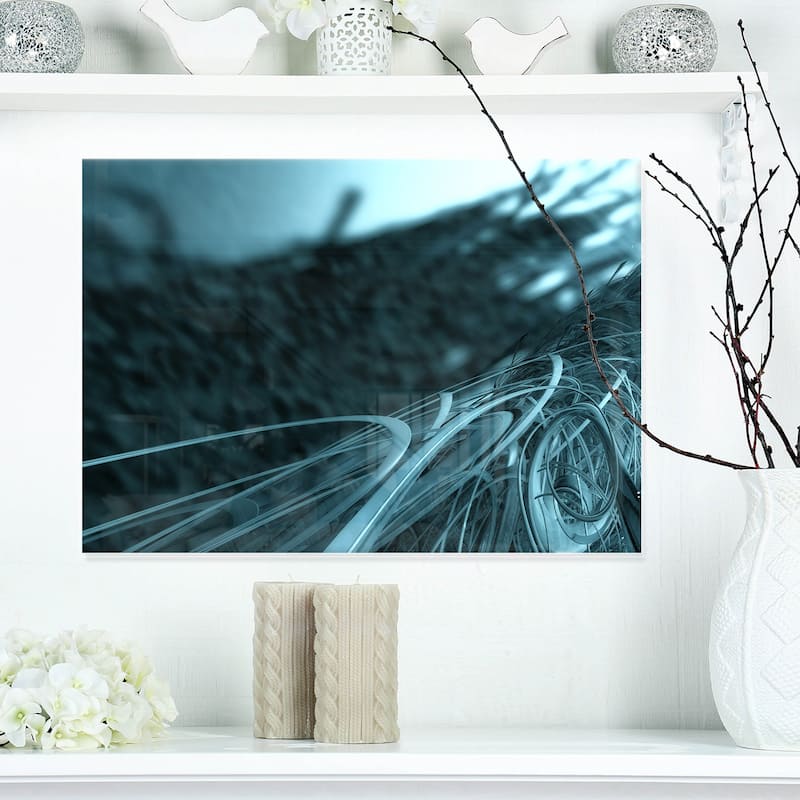 Fractal 3D Bottom Stripes - Abstract Art Glossy Metal Wall Art