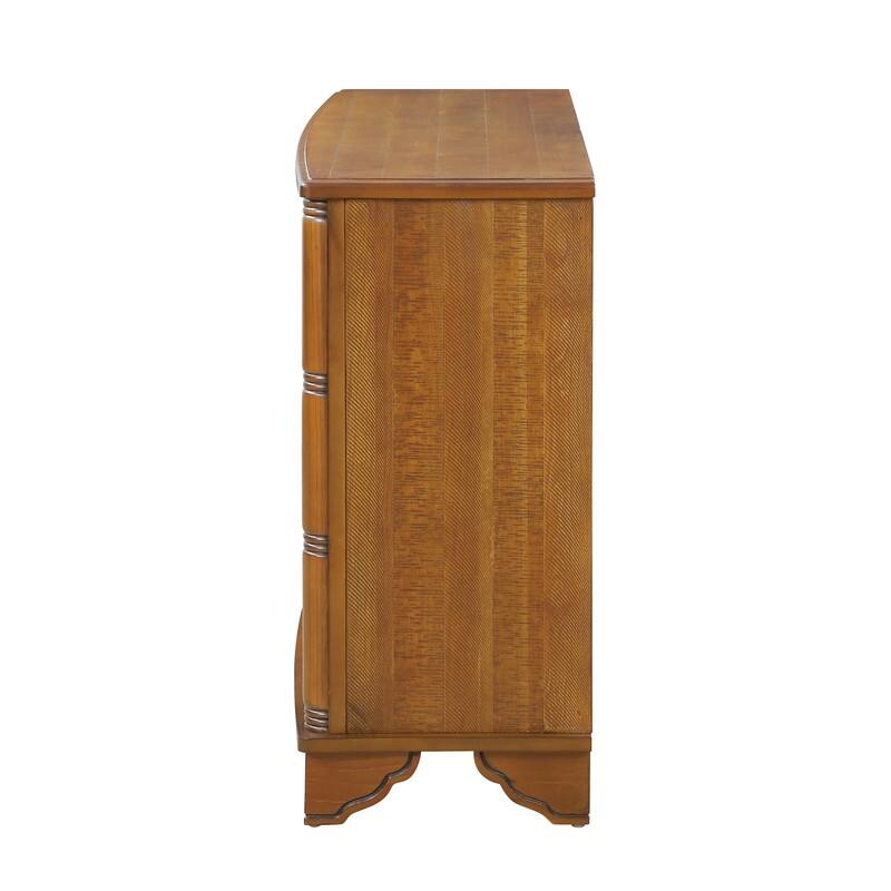 Retro Style Accent Storage Cabinet with Adjustable Shelves,Wood Grain Texture