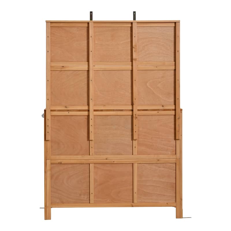 45" Fir Wood Outdoor Potting Bench with Hutch, Cabinets, and Drawers