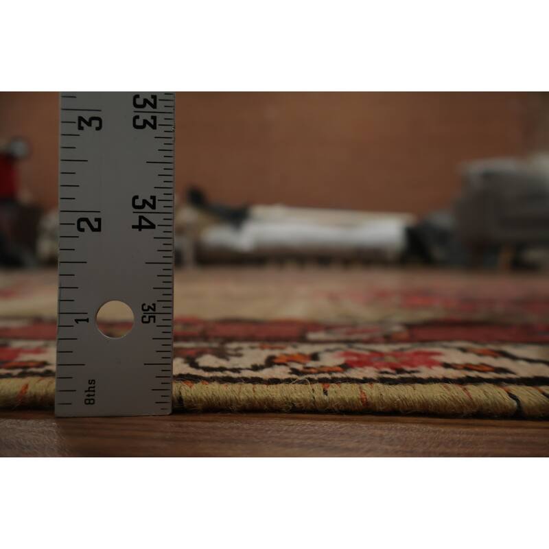 Hand Knotted Oriental 100% Wool Carpet Traditional Geometric Beige & Ivories Sarab Runner Rug - 12' 6'' X 2' 9''