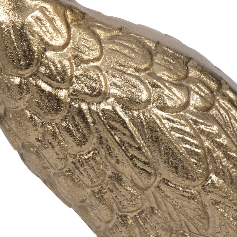 Modern Crane Metal Figurine Sculpture - 16", Gold & Metallic - 16.0"