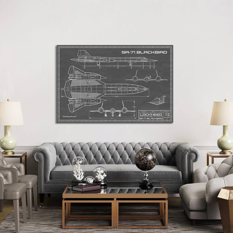 iCanvas "SR-71 Blackbird Spy Plane In Black" by Action Blueprints Canvas Print