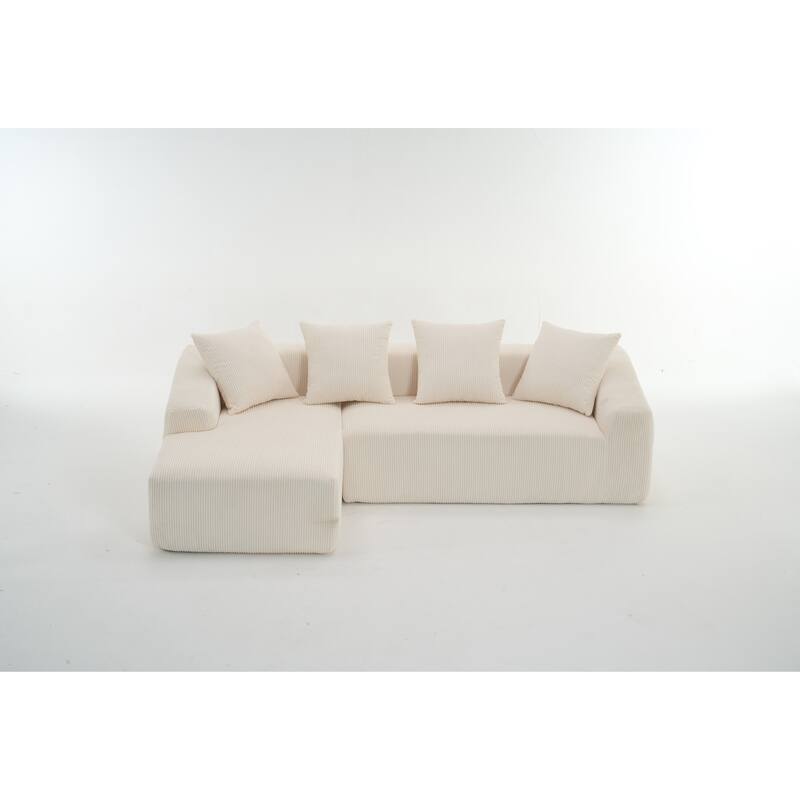 LY-023 COMPRESSION SOFA: Combining chaise longue with 3-seater, Corduroy Fabric, full sponge compression sofa,combined s