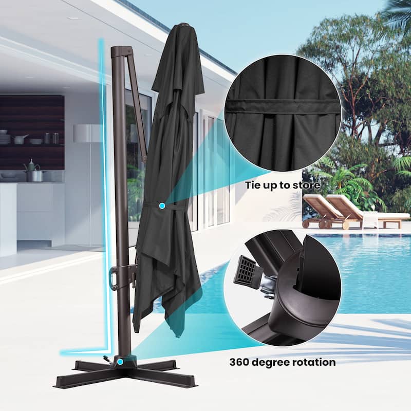 10 X 13 Ft Patio Aluminum Double Top Cantilever Umbrella with Wheel Base