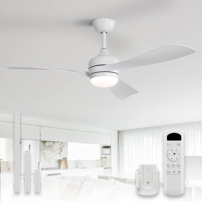 52" Smart Ceiling Fan with Light and Remote Control, 5 ABS Blades, LED Dimmable Optional