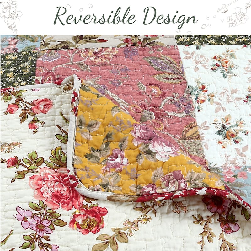 Cozy Line Country Vintage Farmhouse Multicolor Floral Paisley Patchwork Cotton Quilt Bedding Set