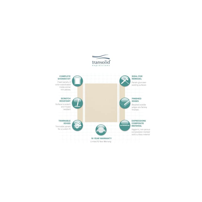 Transolid Expressions 32-in X 60-in X 72-in Glue to Wall Shower/Walls - 60" x 32" x 72" - 60" x 32" x 72"