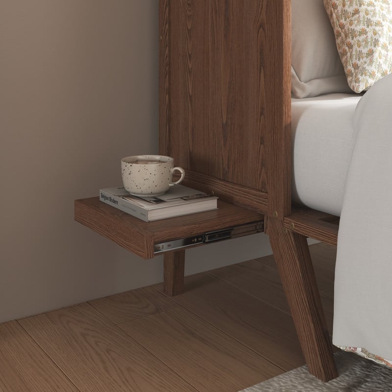 Murphy Cabinet Bed with USB Port and Removable Shelves on Each Side, Space-Saving Cube Cabinet Bed with Desk